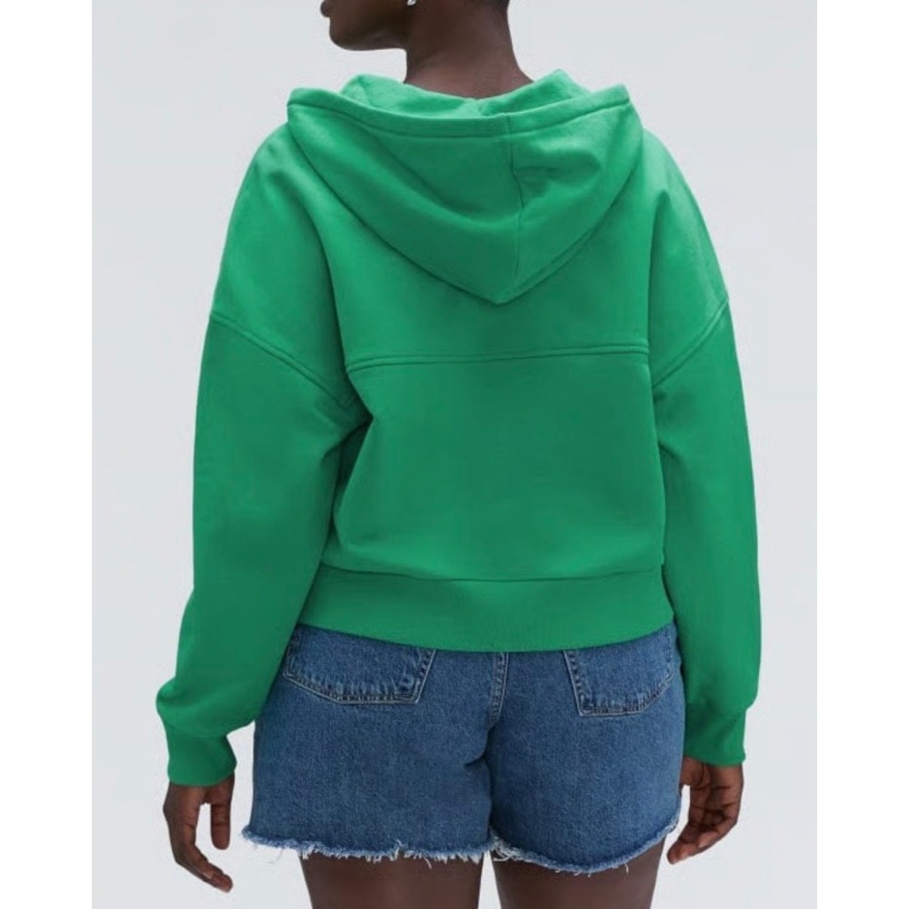 NWT Everlane Track 100% Organic Cotton Full Zip Hoodie Crop‎ Jade Green Size XXS - Picture 2 of 8